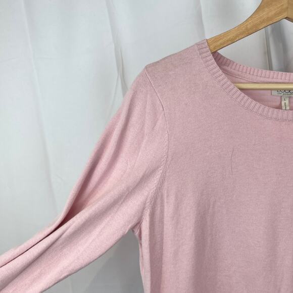 LOGO Lori Goldstein L Cotton Cashmere Sweater Tunic w Striped Trim A273355 Pink - Picture 5 of 10